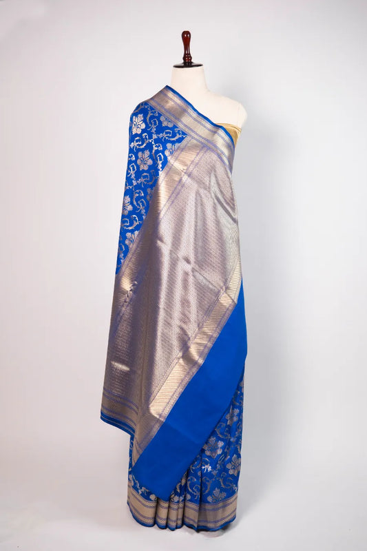 Blue Kataan Banarasi Meena Saree