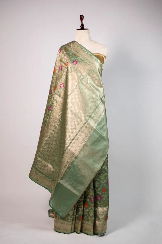 Firozi Kora Meena Banarasi Saree
