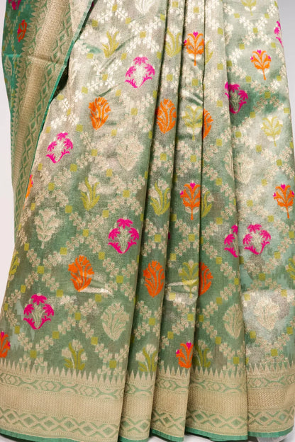 Firozi Kora Meena Banarasi Saree
