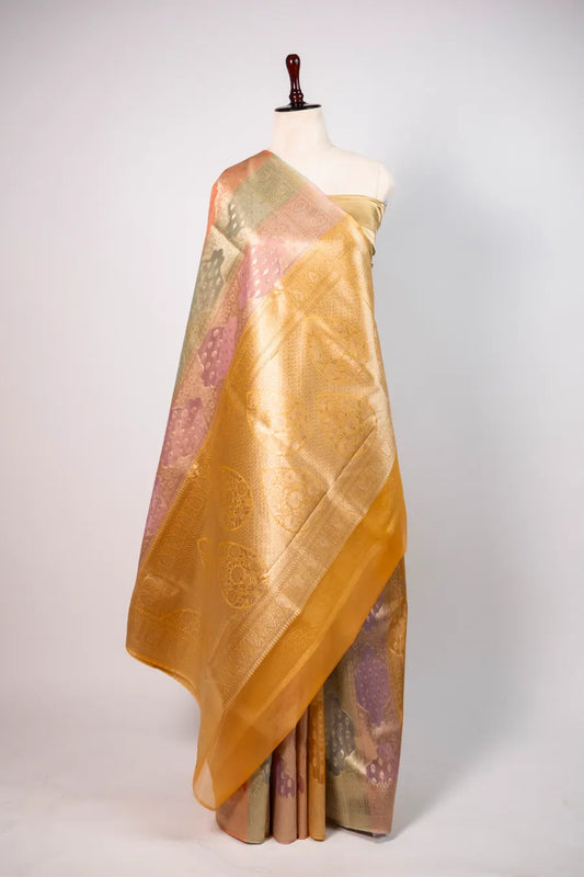 Gold Kora Banarasi Meena Saaree