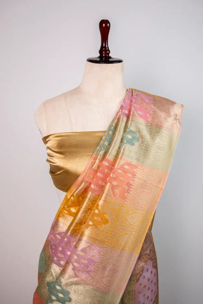 Gold Kora Banarasi Meena Saaree