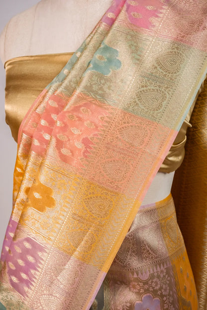 Gold Kora Banarasi Meena Saaree