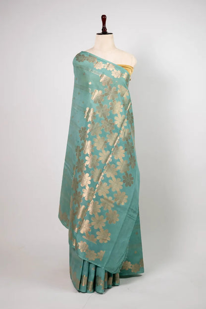 Light Firozi Raw Mango Cotton Saree