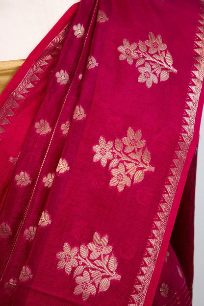 Maroon Raw Mango Cotton Saree