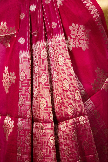 Maroon Raw Mango Cotton Saree