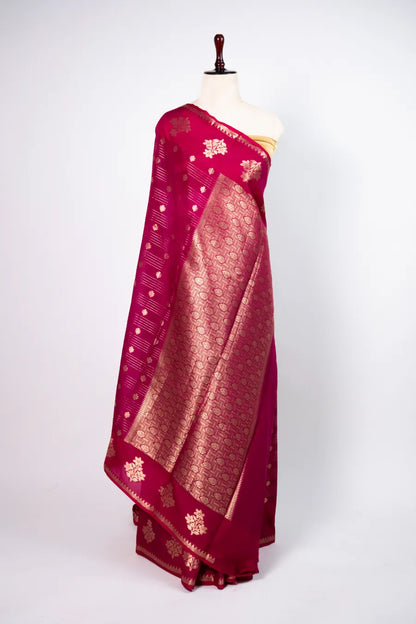 Maroon Raw Mango Cotton Saree